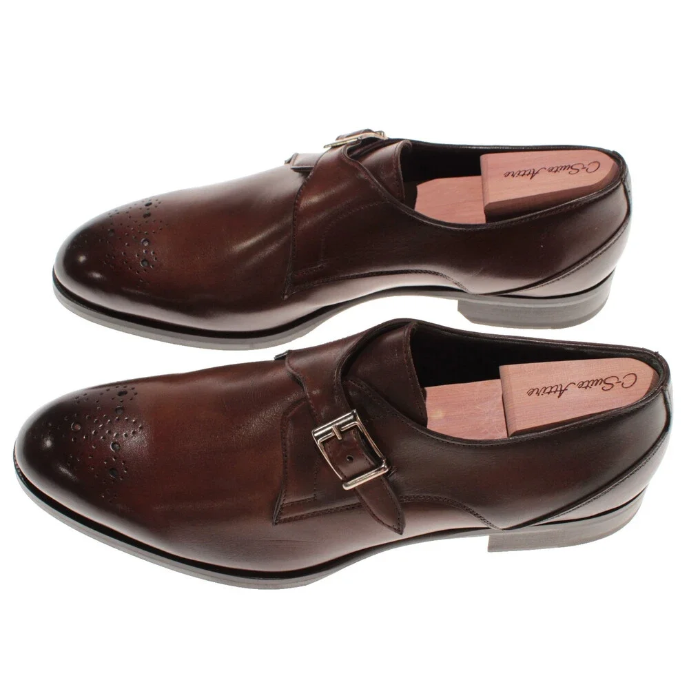 Pastori NWB Single Monk Strap Dress Shoes Size 11.5 US in Brown Leather